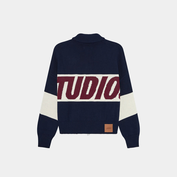 Eme Studios Zipper Hoodie Knit Navy