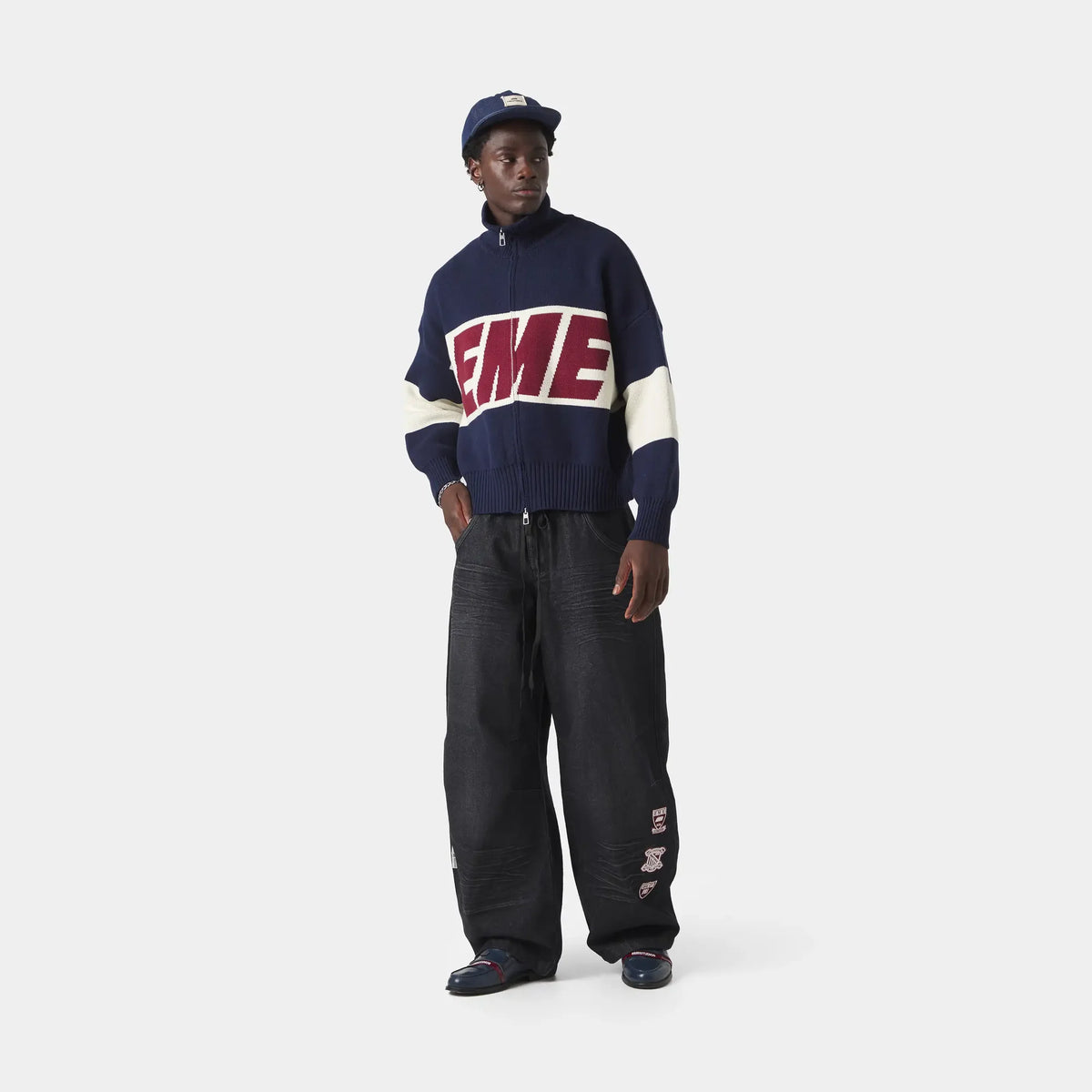 Eme Studios Zipper Hoodie Knit Navy