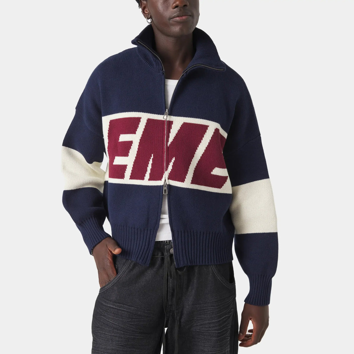 Eme Studios Zipper Hoodie Knit Navy