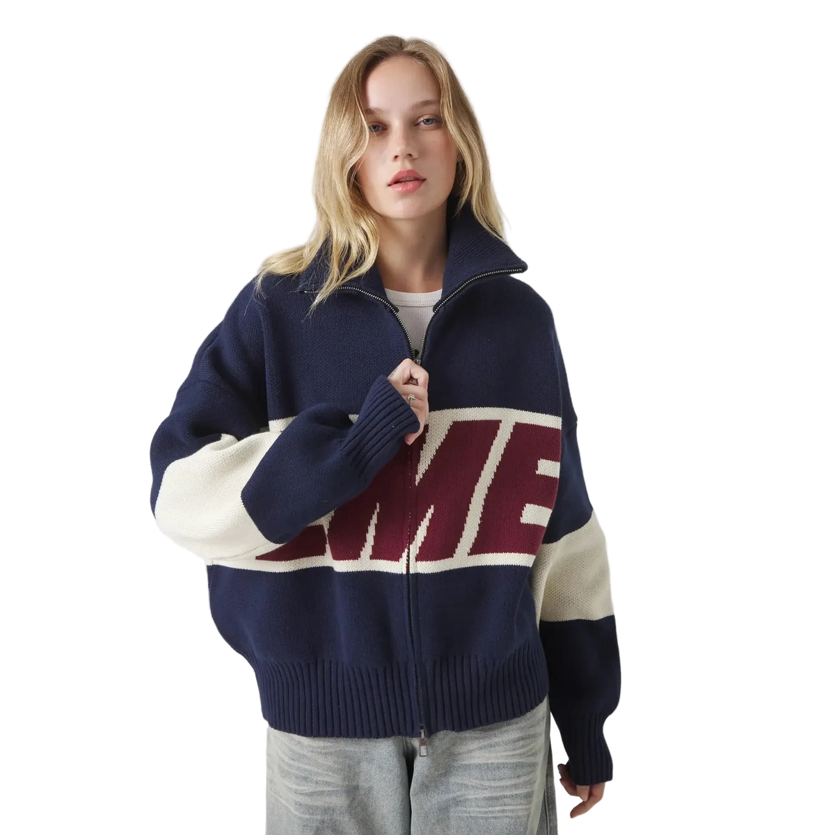 Eme Studios Zipper Hoodie Knit Navy