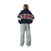Eme Studios Zipper Hoodie Knit Navy