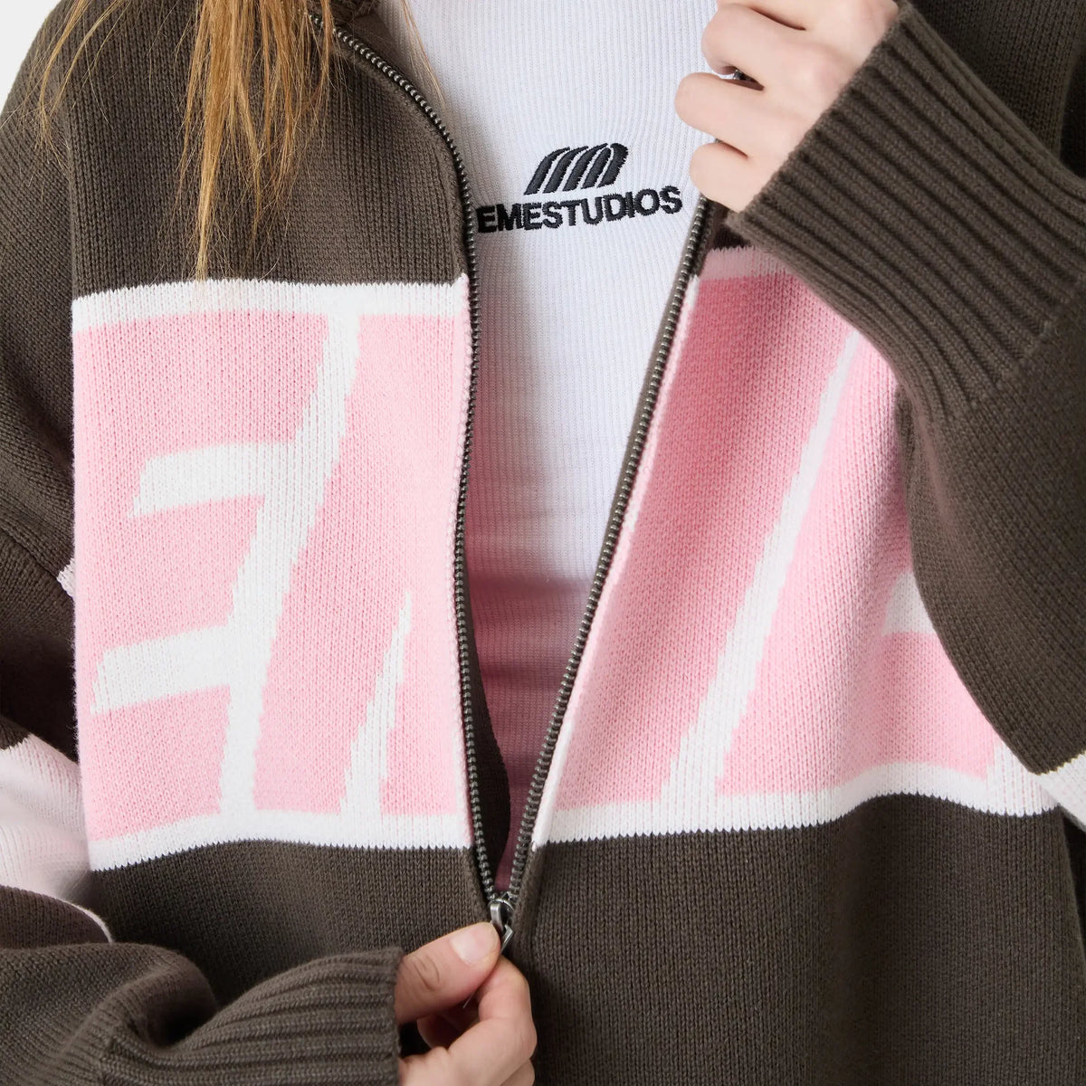 Eme Studios Zipper Hoodie Knit Lollipop