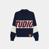 Eme Studios Zipper Hoodie Knit Navy