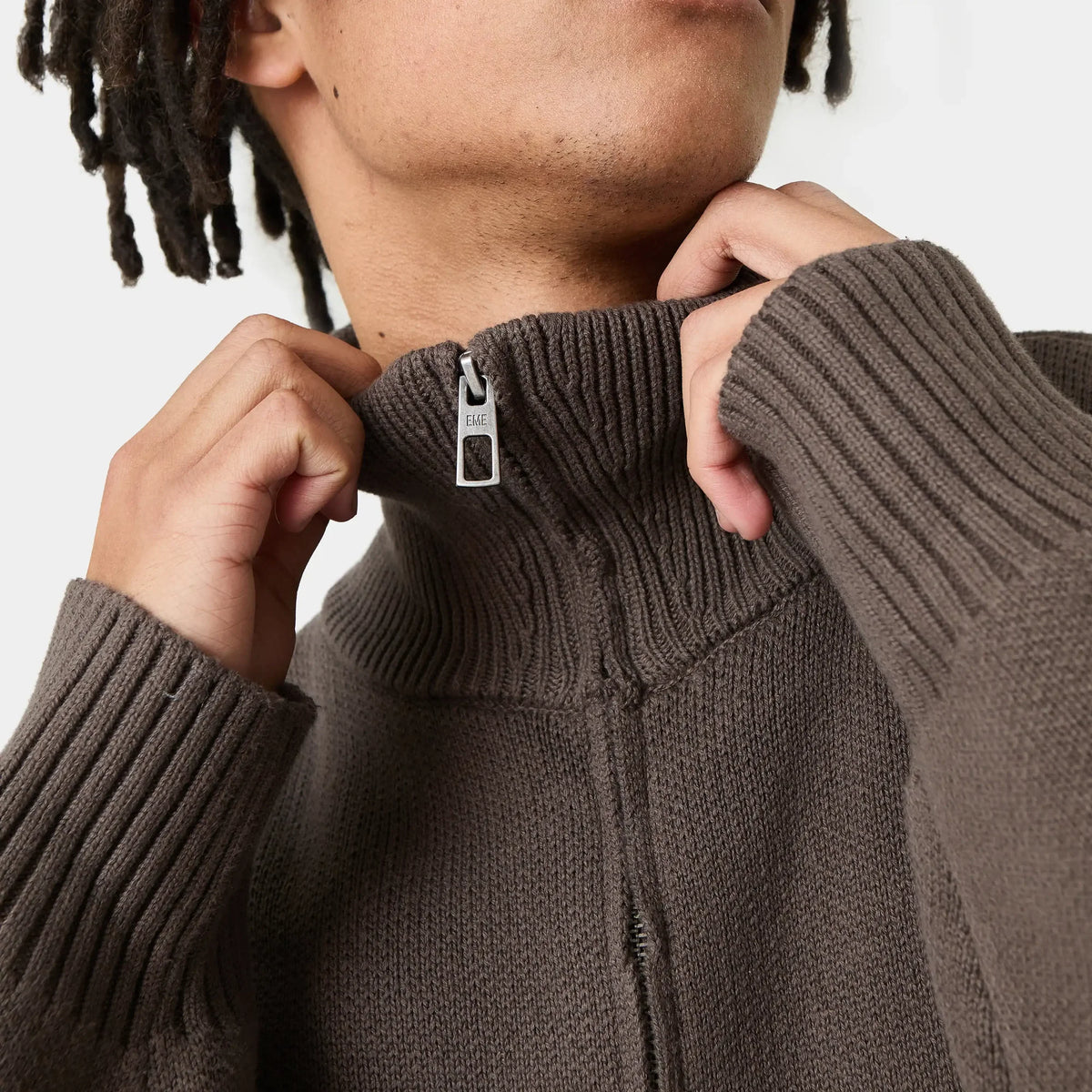 Eme Studios Zipper Hoodie Knit Brown