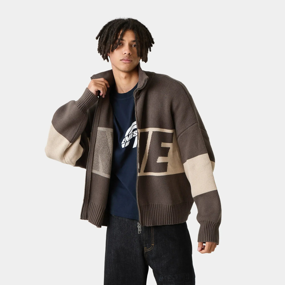 Eme Studios Zipper Hoodie Knit Brown