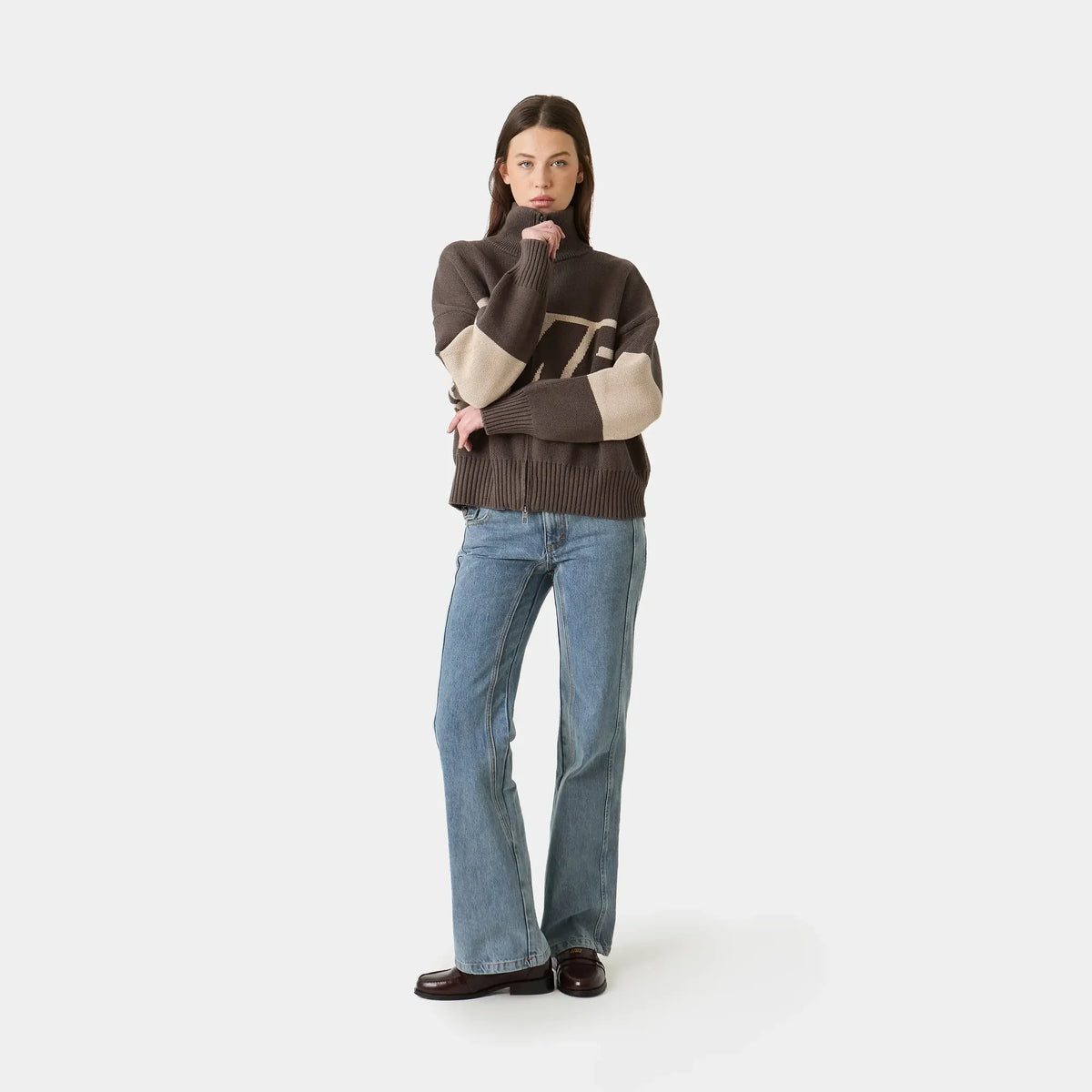 Eme Studios Zipper Hoodie Knit Brown